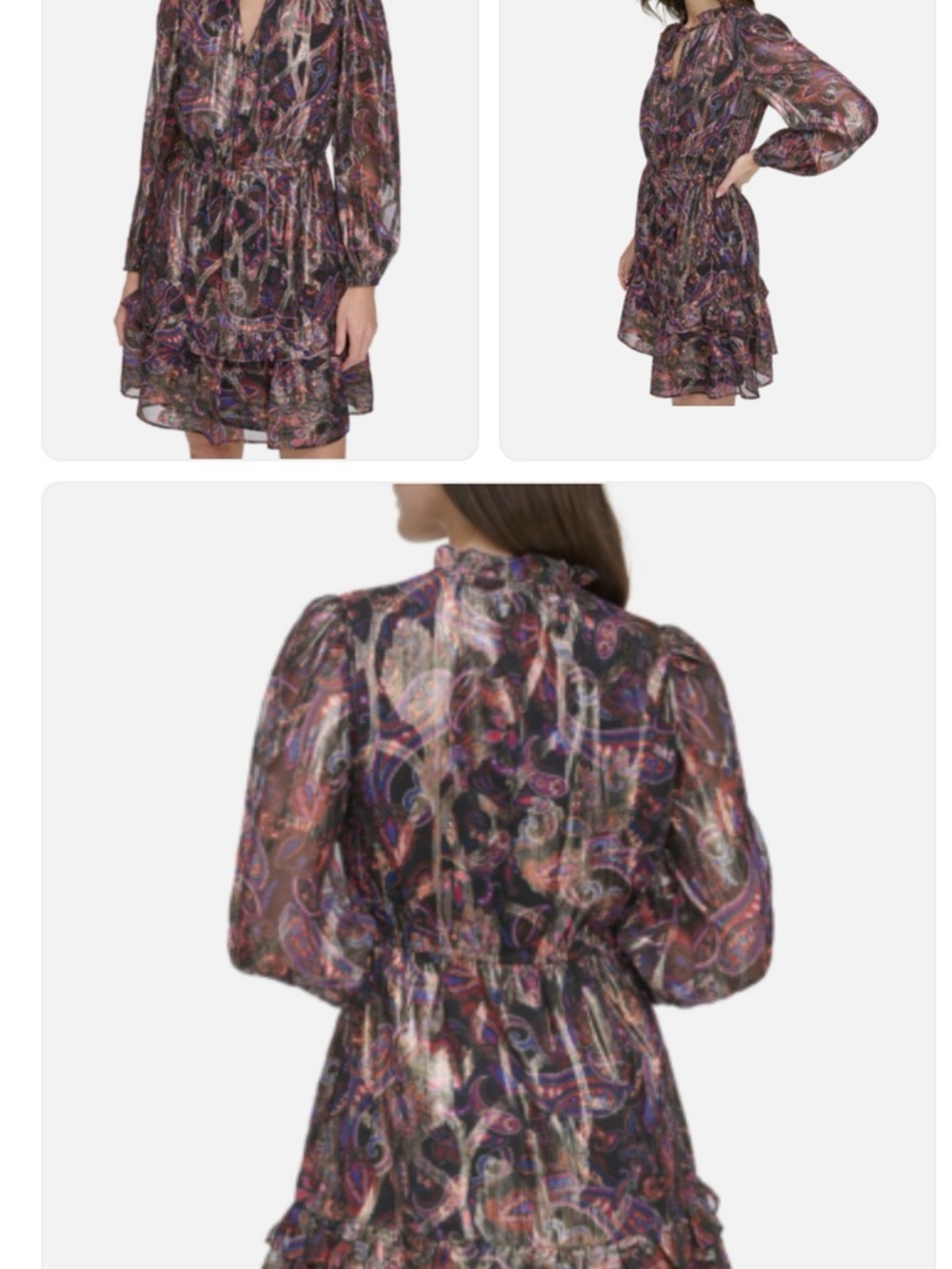 Vince Camuto Multi-Color Paisley Ruffle Mini Dress - Picture 2 of 4